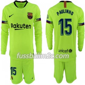 Fußballtrikots FC Barcelona Paulinho 15 Kinder Auswärts Trikotsatz 2018-2019 Langarm